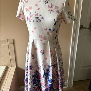 Floral White and Pink Dress